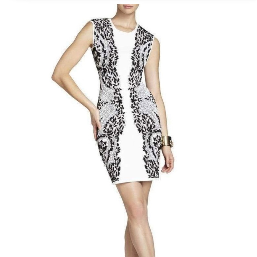 Very flattering dress. Tag is missing worn once no flaws small with stretch.